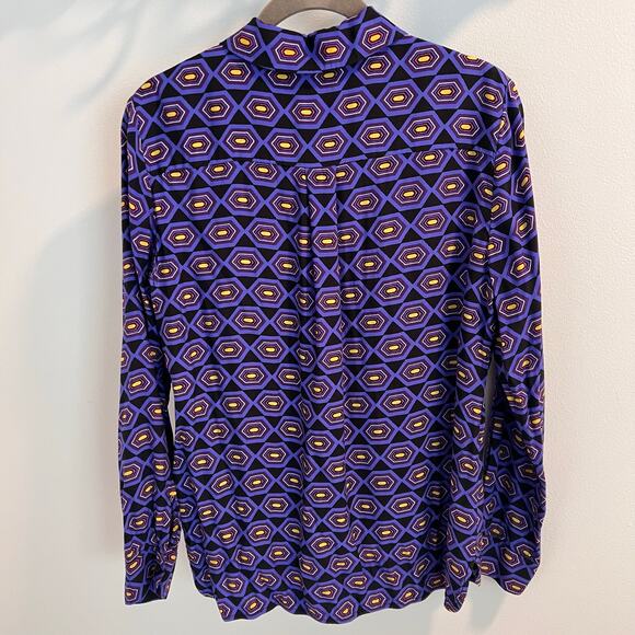 Kate Spade Saturday Geometric Patterned Button Front Shirt Size 2 - Picture 5 of 9